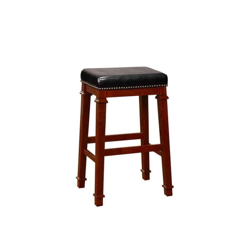 Schwarzer Barhocker aus Kunstleder, rückenfrei, 78,77 cm