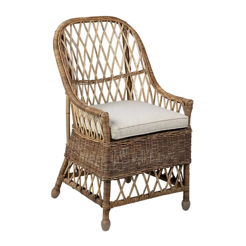 Geschwungener Rattanstuhl mit Polsterung - 22x23x39
