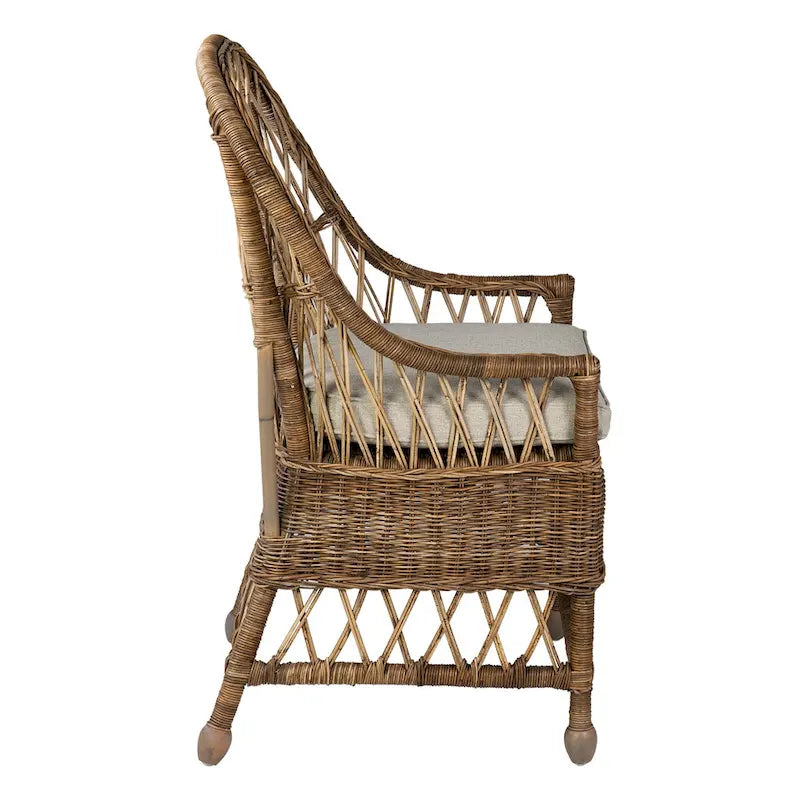 Geschwungener Rattanstuhl mit Polsterung - 22x23x39