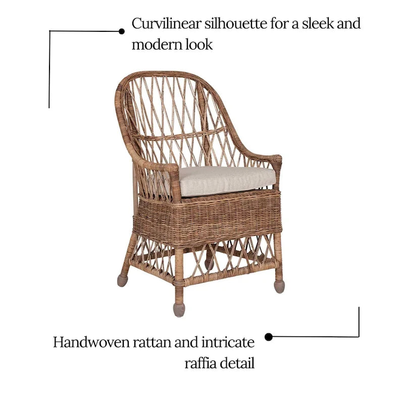 Geschwungener Rattanstuhl mit Polsterung - 22x23x39