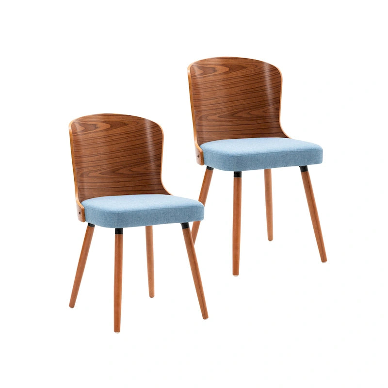 Armlose Esszimmerstühle 2er-Set mit Rückenlehne und Beinen aus Buchenholz