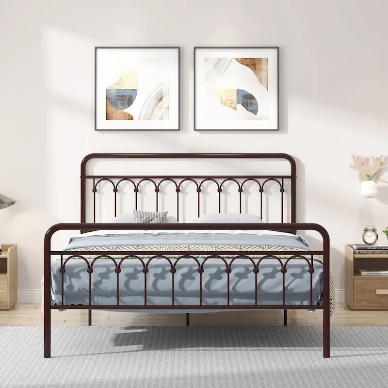 Metallbett Queen in Schwarz und Antikbraun