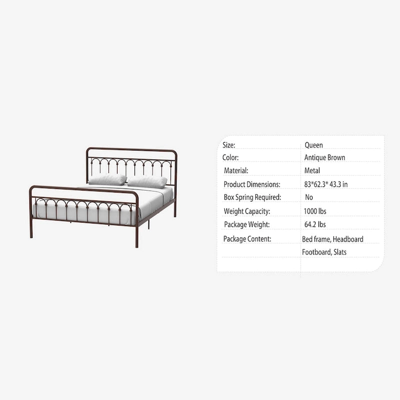 Metallbett Queen in Schwarz und Antikbraun