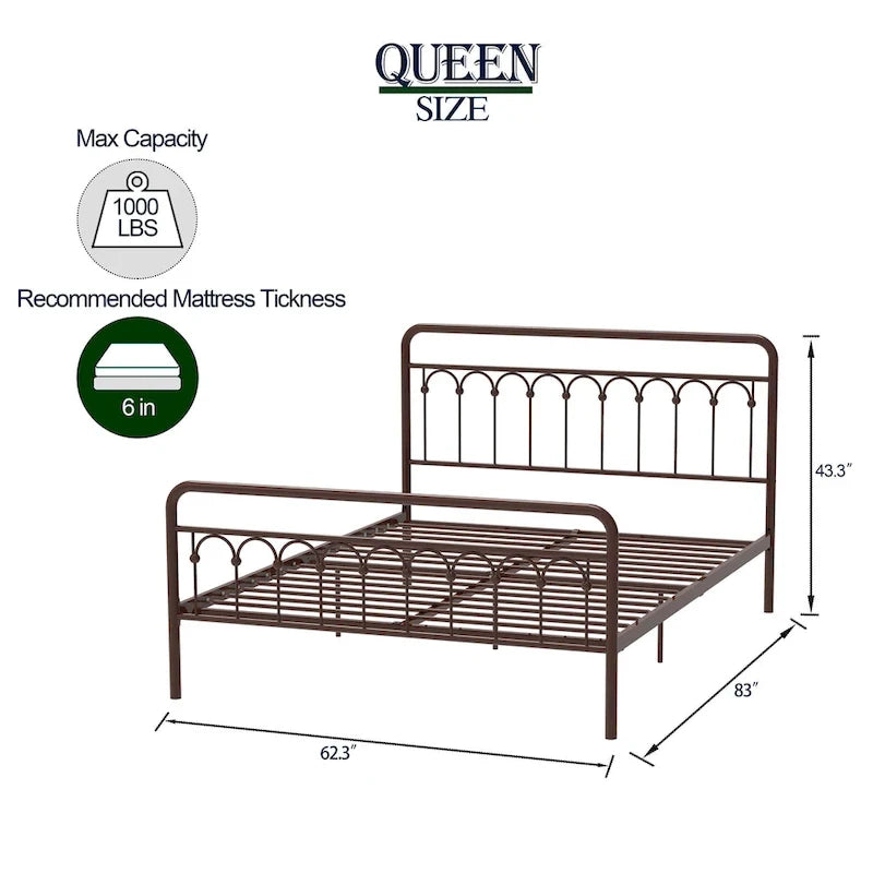 Metallbett Queen in Schwarz und Antikbraun