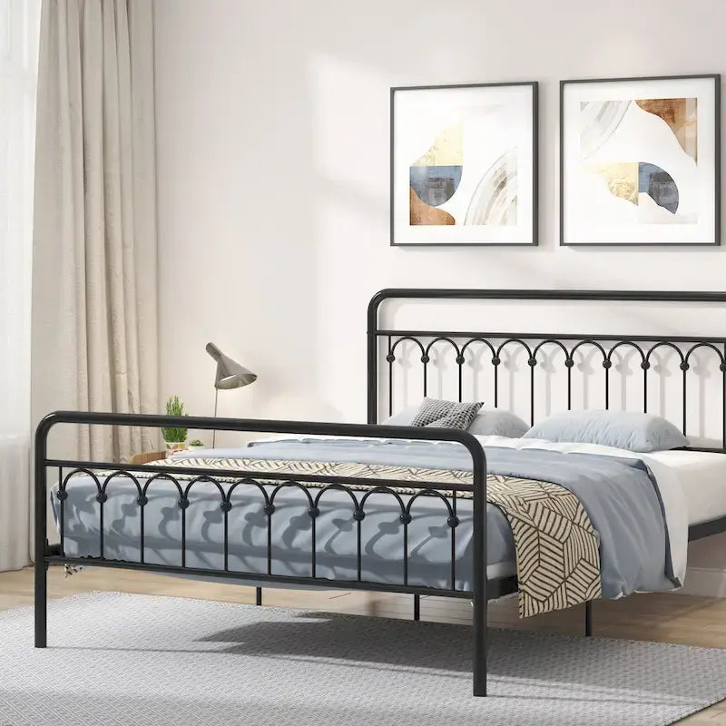 Metallbett Queen in Schwarz und Antikbraun