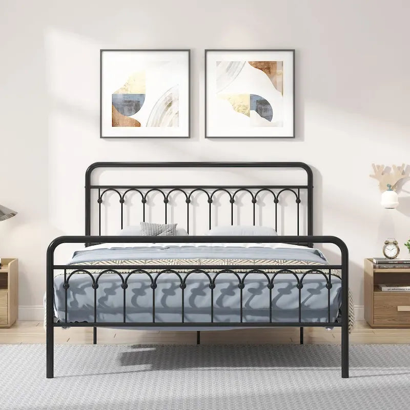 Metallbett Queen in Schwarz und Antikbraun