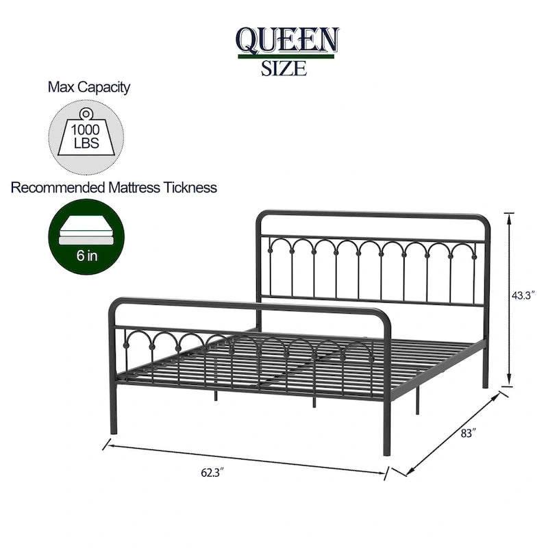 Metallbett Queen in Schwarz und Antikbraun