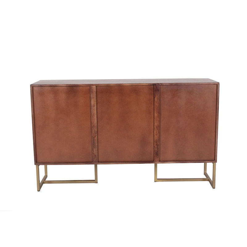 2-Türiger, 3-Schubladiger Fischgrät Mango Holzschrank