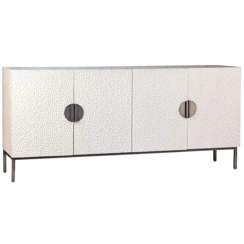 79 Zoll Breites Sideboard aus recyceltem Kiefernholz und Eisen, zeitgenössisch, 4-türig