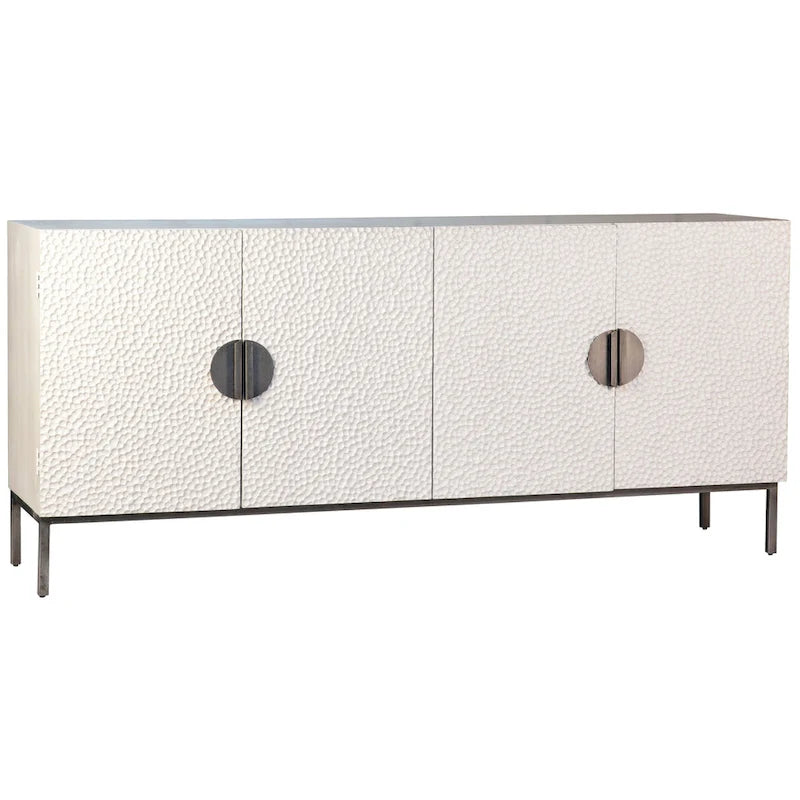 Cordilia 79-inch White Reclaimed Pine and Iron Contemporary 4-Door Sideboard