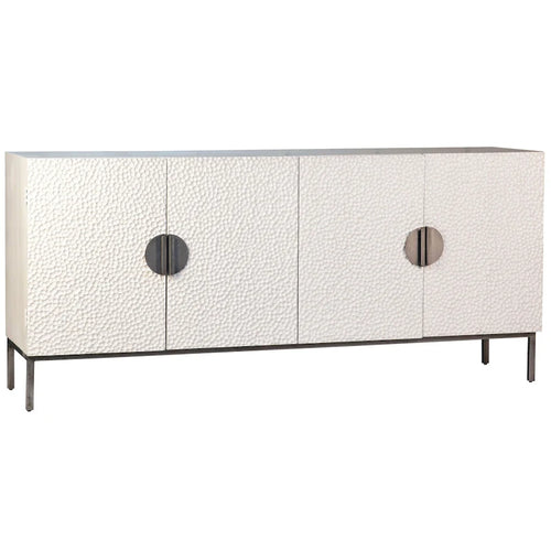 Cordilia 79-inch White Reclaimed Pine and Iron Contemporary 4-Door Sideboard
