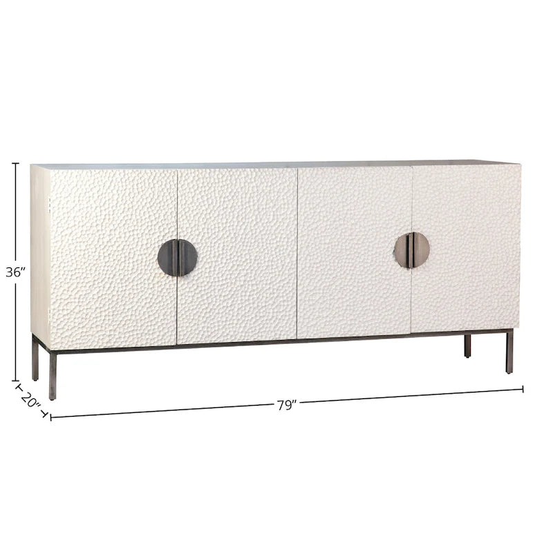 79 Zoll Breites Sideboard aus recyceltem Kiefernholz und Eisen, zeitgenössisch, 4-türig