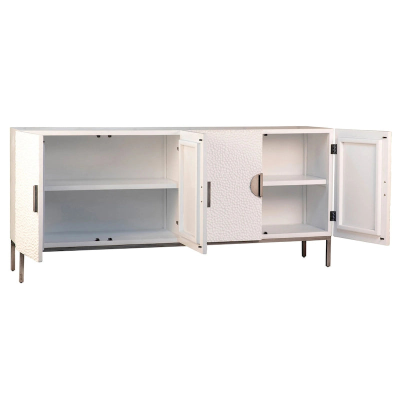 79 Zoll Breites Sideboard aus recyceltem Kiefernholz und Eisen, zeitgenössisch, 4-türig