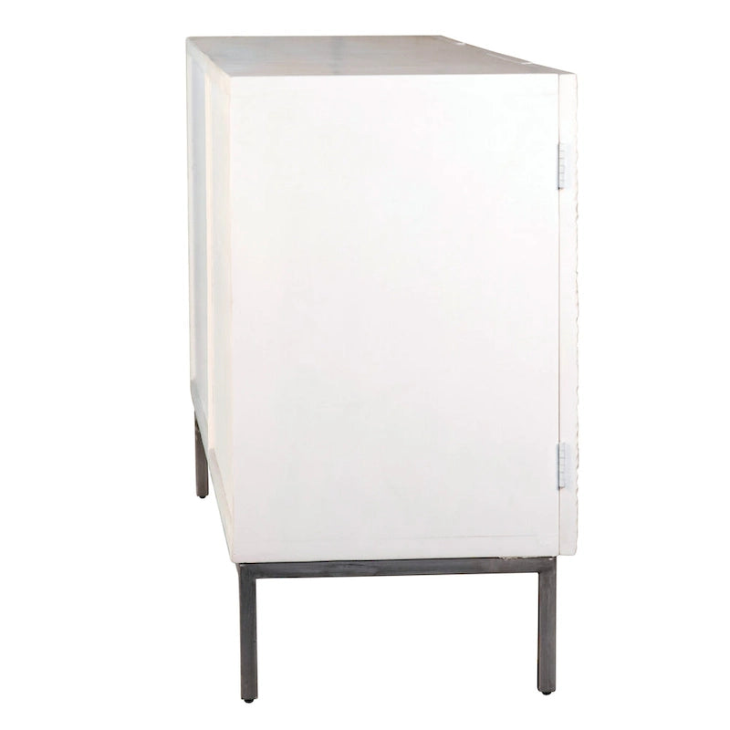 79 Zoll Breites Sideboard aus recyceltem Kiefernholz und Eisen, zeitgenössisch, 4-türig