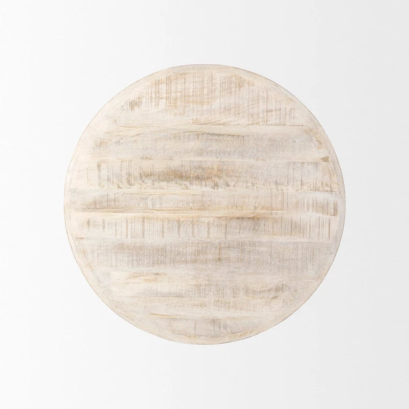 Runder Couchtisch aus massivem Mangoholz, hell, 91 cm