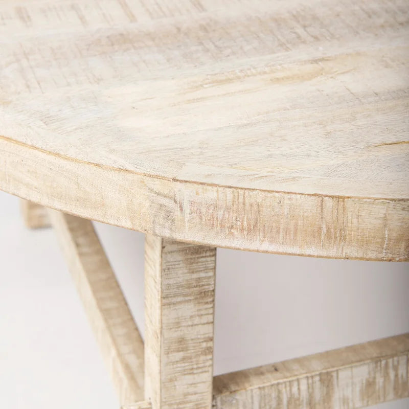 Runder Couchtisch aus massivem Mangoholz, hell, 91 cm