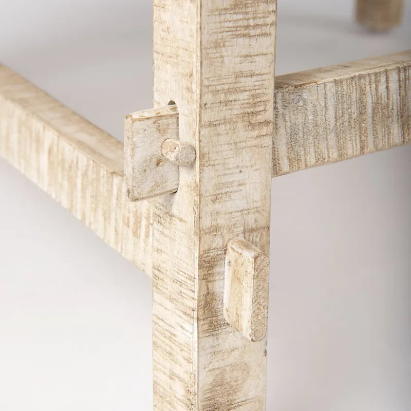 Runder Couchtisch aus massivem Mangoholz, hell, 91 cm