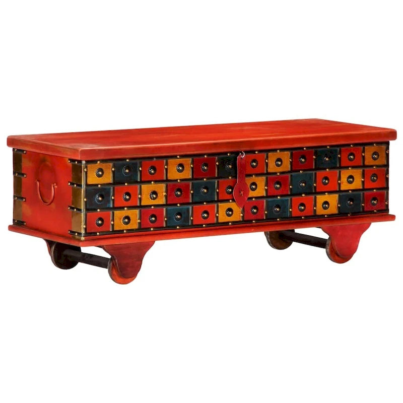 vidaXL Storage Box Red 43.3x15.7x15.7 Solid Acacia Wood