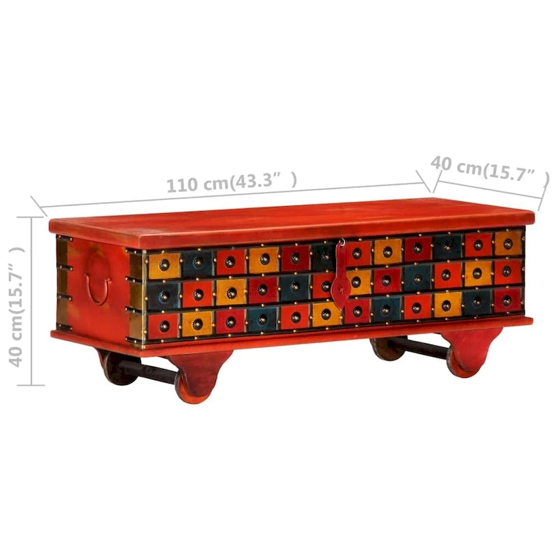 Aufbewahrungsbox Rot 43,3x15,7x15,7 Massivholz Akazie