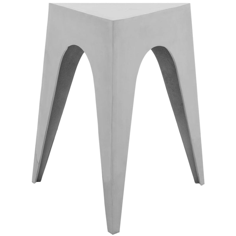 Dreieckiger Beistelltisch aus silbernem Aluminium – 15,8 x 15,8 x 21,3