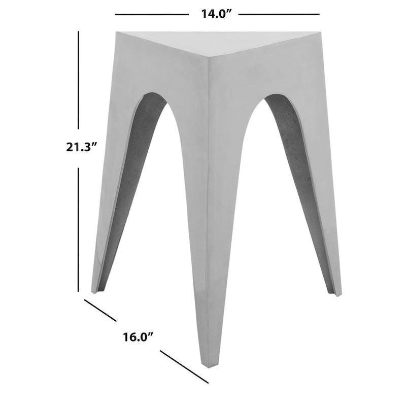 Dreieckiger Beistelltisch aus silbernem Aluminium – 15,8 x 15,8 x 21,3