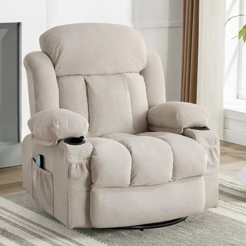 Massagesessel aus gepunktetem Samt mit Heizfunktion und 360°-Drehfuß