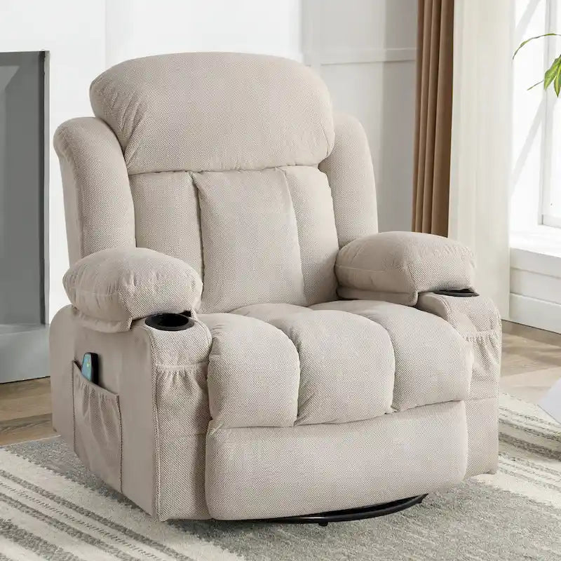 Massagesessel aus gepunktetem Samt mit Heizfunktion und 360°-Drehfuß