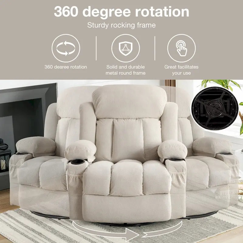 Massagesessel aus gepunktetem Samt mit Heizfunktion und 360°-Drehfuß