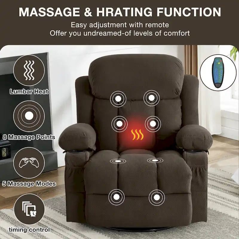 Massagesessel aus gepunktetem Samt mit Heizfunktion und 360°-Drehfuß