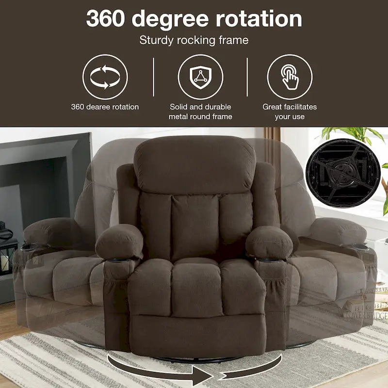 Massagesessel aus gepunktetem Samt mit Heizfunktion und 360°-Drehfuß