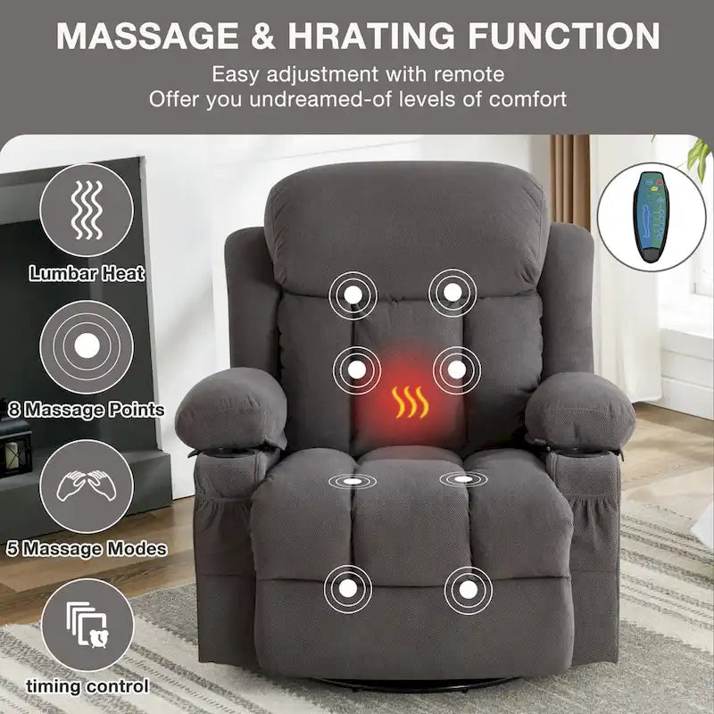 Massagesessel aus gepunktetem Samt mit Heizfunktion und 360°-Drehfuß