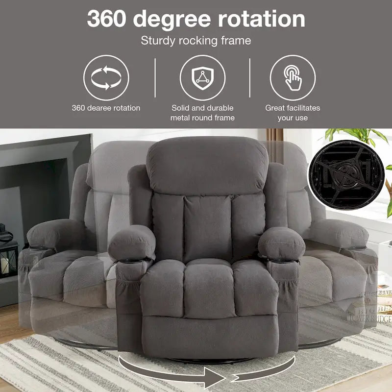 Massagesessel aus gepunktetem Samt mit Heizfunktion und 360°-Drehfuß