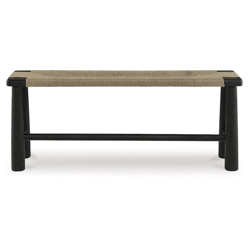 Akzentbank aus schwarzer und natürlicher Jute – 122,25 cm B x 40,97 cm T x 45,72 cm H