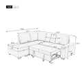 L-förmiges Eckschlafsofa mit Stauraum und USB-Ladefunktion