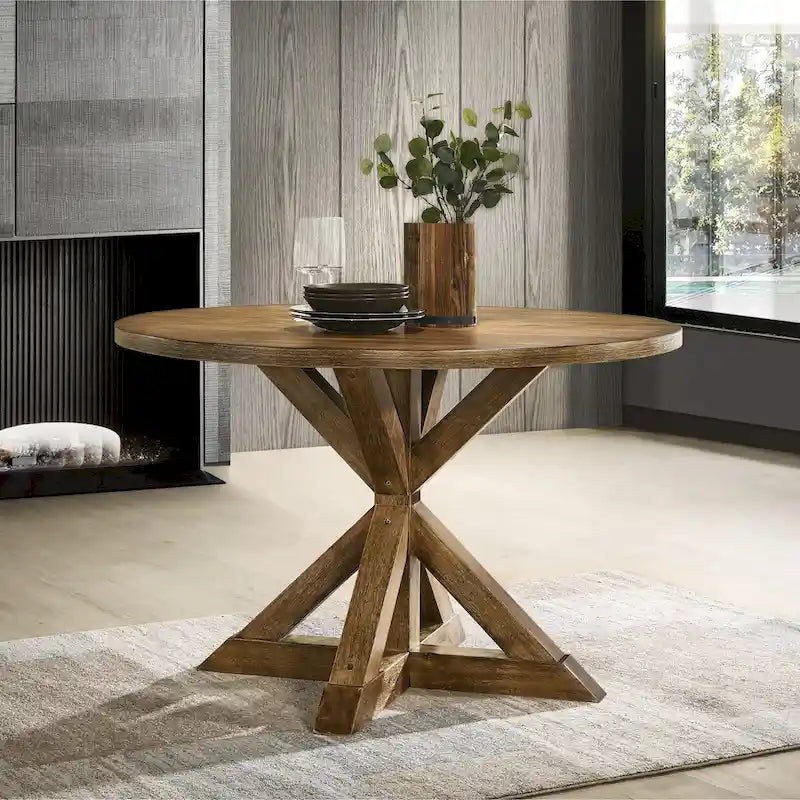 Esstisch mit gekreuzten Beinen für Küche, Esszimmer, Braun